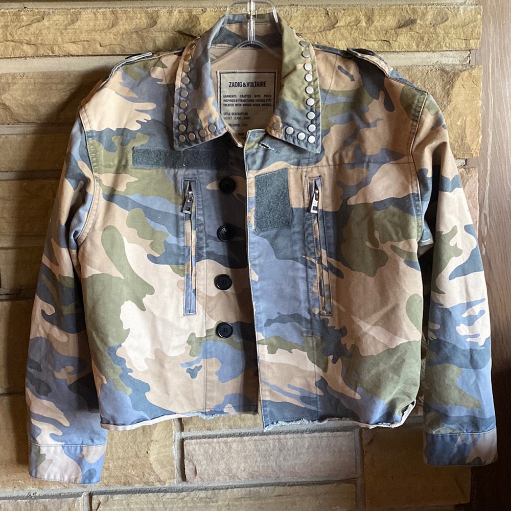 Zadig & Voltaire Camo Print Biker Jacket
